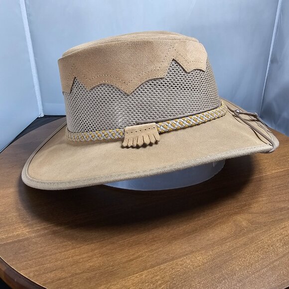 Sirocco Wide Brim Suede Sun Hat | American Hat Makers | Tan | NWT | XX-LARGE - Picture 3 of 9